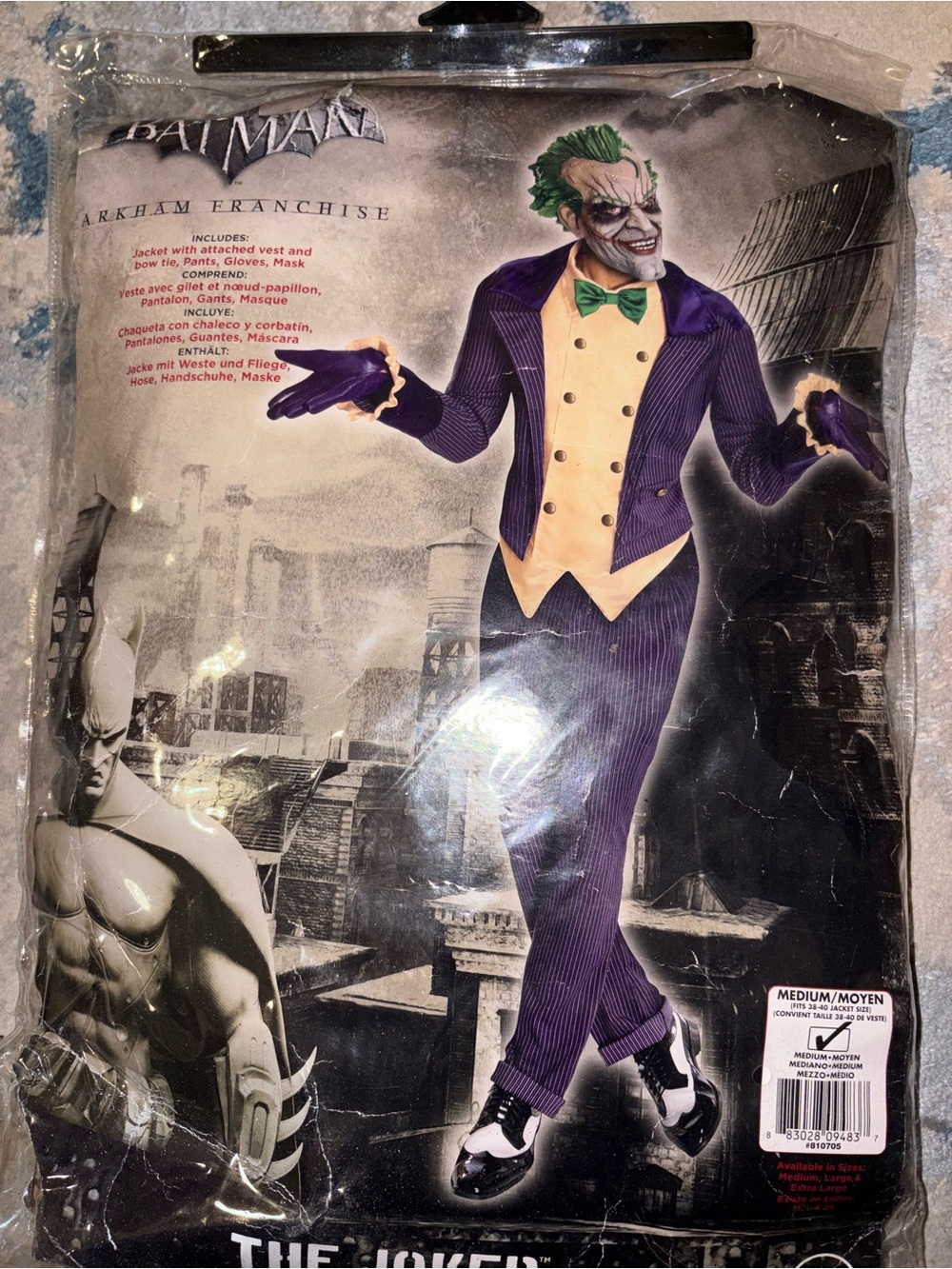 Batman Joker Costume Purple and Yellow with Green Accents Medium